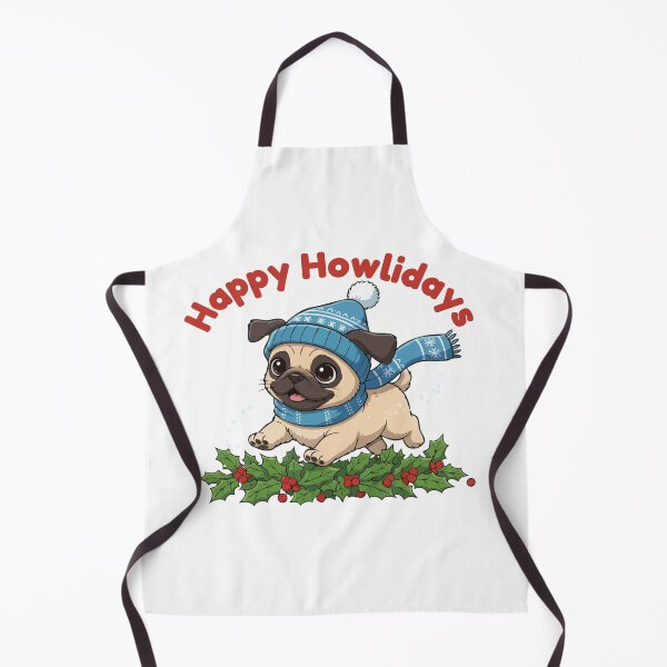 Item preview, Happy Howlidays Pugese – Cute Christmas Dog in Winter Scarf designed and sold by The Real Life Symphony.