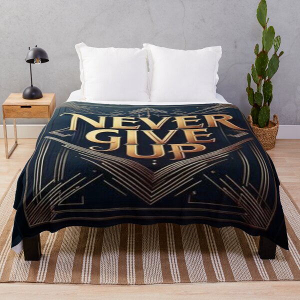 Item preview, Never Give Up - Art Deco Motivational Print | Vintage Gold Typography designed and sold by EchoAesthetics.
