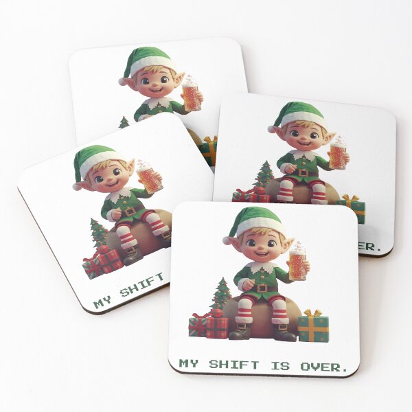 Item preview, My Shift Is Over - Retro Pixel Art Christmas Elf with Beer designed and sold by VisionWeaveLab.