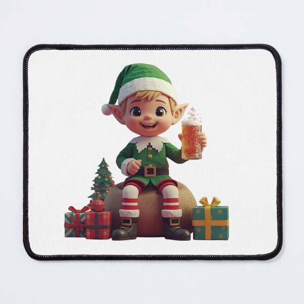 Item preview, My Shift Is Over - Retro Pixel Art Christmas Elf with Beer designed and sold by VisionWeaveLab.