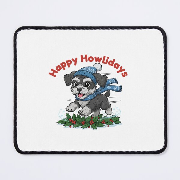 Item preview, Happy Howlidays Schnoodle – Cute Christmas Dog in Winter Scarf designed and sold by The Real Life Symphony.