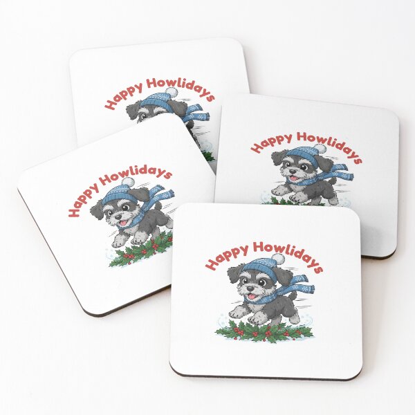 Item preview, Happy Howlidays Schnoodle – Cute Christmas Dog in Winter Scarf designed and sold by The Real Life Symphony.
