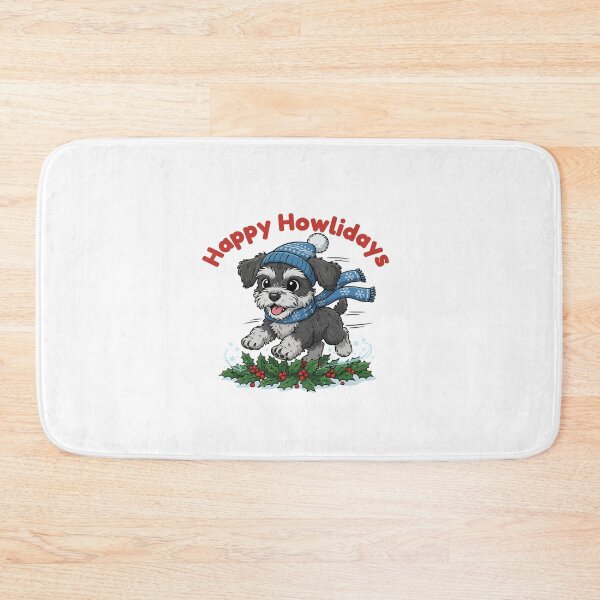 Item preview, Happy Howlidays Schnoodle – Cute Christmas Dog in Winter Scarf designed and sold by The Real Life Symphony.