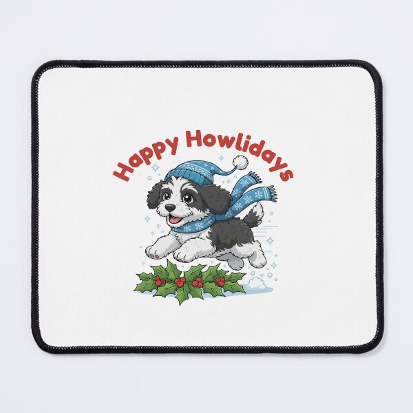 Item preview, Happy Howlidays Sheepadoodle – Cute Christmas Dog in Winter Scarf designed and sold by The Real Life Symphony.
