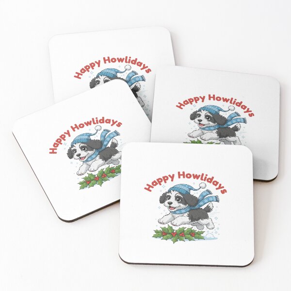 Item preview, Happy Howlidays Sheepadoodle – Cute Christmas Dog in Winter Scarf designed and sold by The Real Life Symphony.
