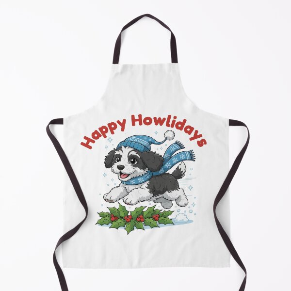 Item preview, Happy Howlidays Sheepadoodle – Cute Christmas Dog in Winter Scarf designed and sold by The Real Life Symphony.