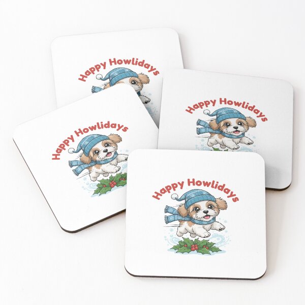 Item preview, Happy Howlidays Shih-poo – Cute Christmas Dog in Winter Scarf designed and sold by The Real Life Symphony.