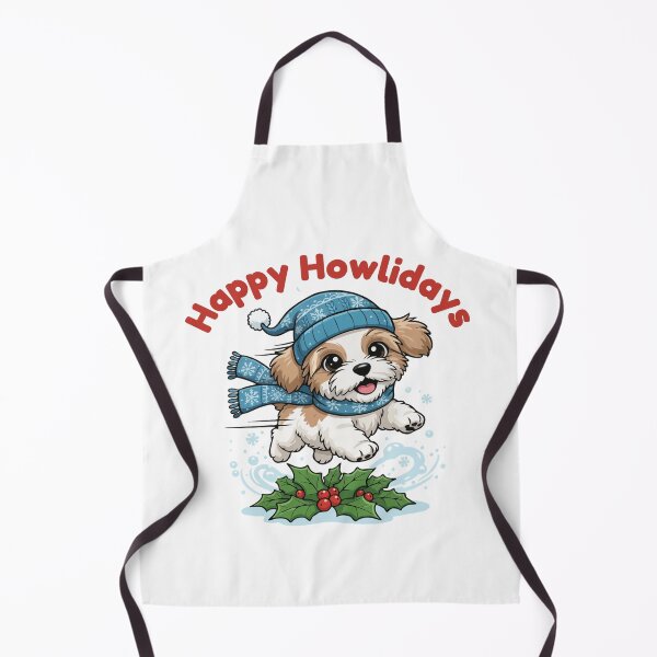 Item preview, Happy Howlidays Shih-poo – Cute Christmas Dog in Winter Scarf designed and sold by The Real Life Symphony.