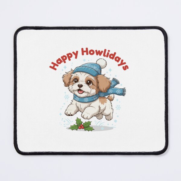 Item preview, Happy Howlidays Mal-shi – Cute Christmas Dog in Winter Scarf designed and sold by The Real Life Symphony.