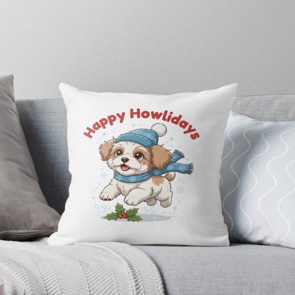Item preview, Happy Howlidays Mal-shi – Cute Christmas Dog in Winter Scarf designed and sold by The Real Life Symphony.