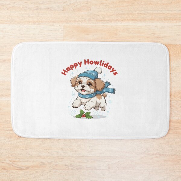 Item preview, Happy Howlidays Mal-shi – Cute Christmas Dog in Winter Scarf designed and sold by The Real Life Symphony.