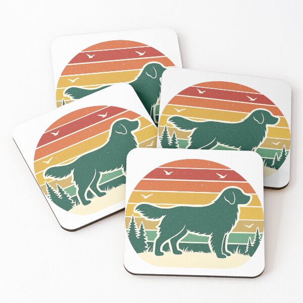 Item preview, Retro Long-Coat Golden Retriever Dog Sunset Art designed and sold by DariaOltes.