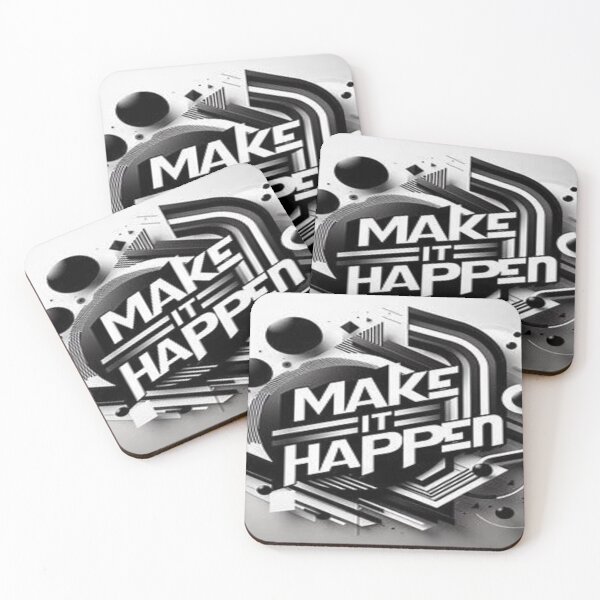 Item preview, Make It Happen - Bold Black White Motivational Art | Modern Typography designed and sold by EchoAesthetics.