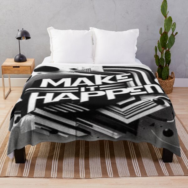 Item preview, Make It Happen - Bold Black White Motivational Art | Modern Typography designed and sold by EchoAesthetics.