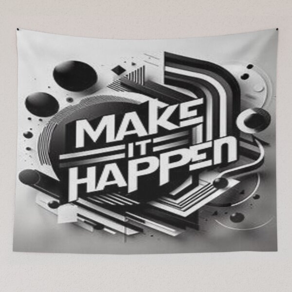 Item preview, Make It Happen - Bold Black White Motivational Art | Modern Typography designed and sold by EchoAesthetics.