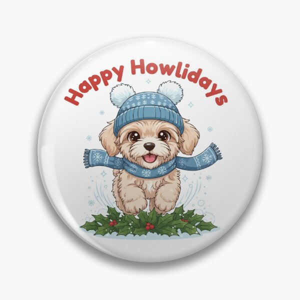 Item preview, Happy Howlidays Maltipoo – Cute Christmas Dog in Winter Scarf designed and sold by The Real Life Symphony.