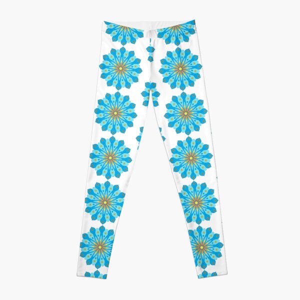 Mandala fleurs bleu, jaune, orange Legging