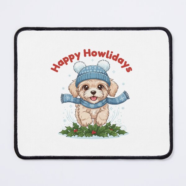 Item preview, Happy Howlidays Maltipoo – Cute Christmas Dog in Winter Scarf designed and sold by The Real Life Symphony.