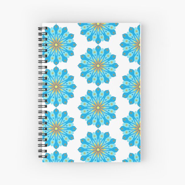 Mandala fleurs bleu, jaune, orange Cahier à spirale