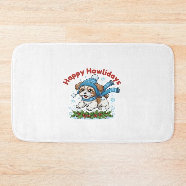 Item preview, Happy Howlidays Morkie – Cute Christmas Dog in Winter Scarf designed and sold by The Real Life Symphony.