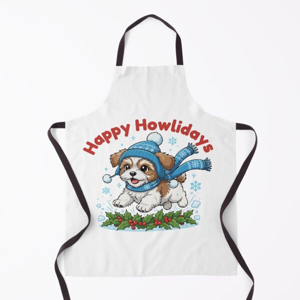 Item preview, Happy Howlidays Morkie – Cute Christmas Dog in Winter Scarf designed and sold by The Real Life Symphony.