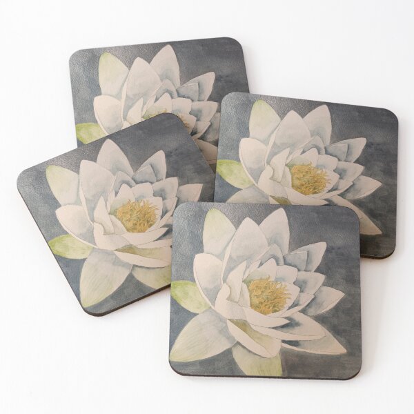 Item preview, Single white waterlily watercolour painting  designed and sold by esvb.