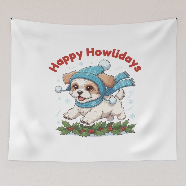 Item preview, Happy Howlidays Pekepoo – Cute Christmas Dog in Winter Scarf designed and sold by The Real Life Symphony.