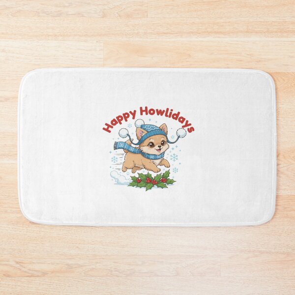 Item preview, Happy Howlidays Pomchi – Cute Christmas Dog in Winter Scarf designed and sold by The Real Life Symphony.