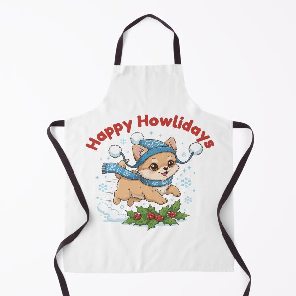 Item preview, Happy Howlidays Pomchi – Cute Christmas Dog in Winter Scarf designed and sold by The Real Life Symphony.