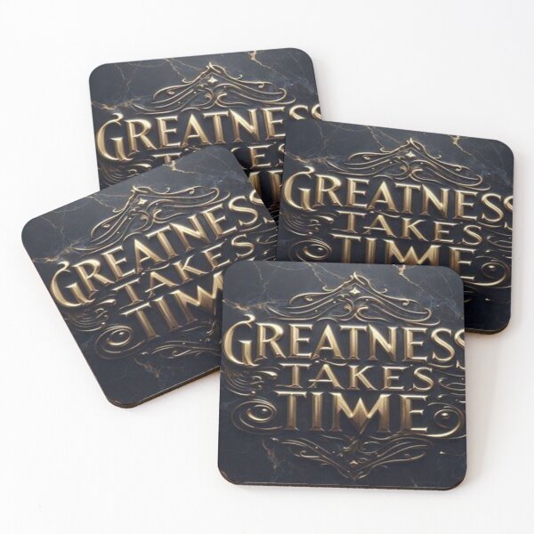 Item preview, Greatness Takes Time - Luxury Gold Marble Motivational Poster designed and sold by EchoAesthetics.