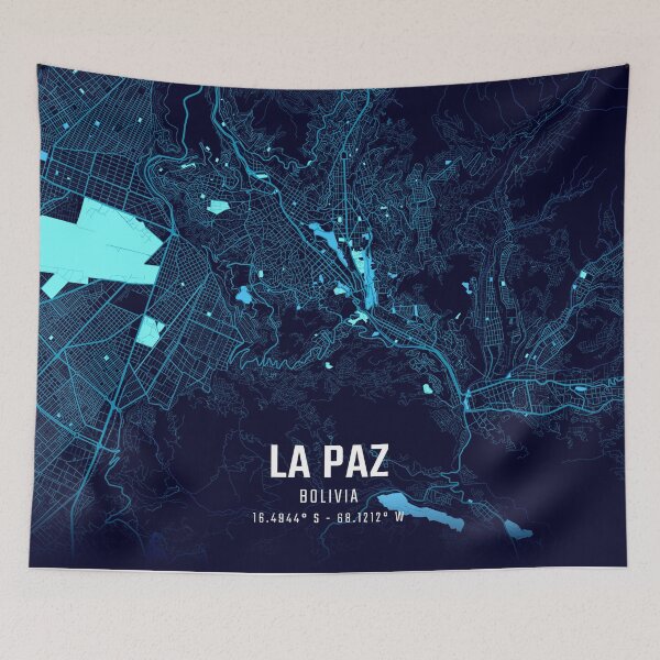 Item preview, La Paz City Midnight City Map designed and sold by HomeLivingCo.