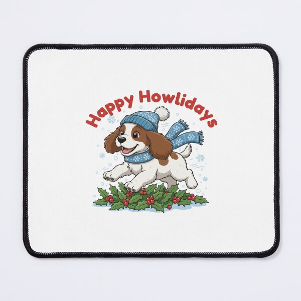 Item preview, Happy Howlidays English Springer Spaniel – Cute Christmas Dog in Winter Scarf designed and sold by The Real Life Symphony.