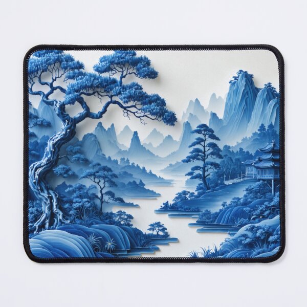 Item preview, Willow Pattern 3D-effect Landscape 4 Japanese Inspired  designed and sold by NickWhittleArt.