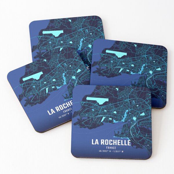 Item preview, La Rochelle City Midnight City Map designed and sold by HomeLivingCo.