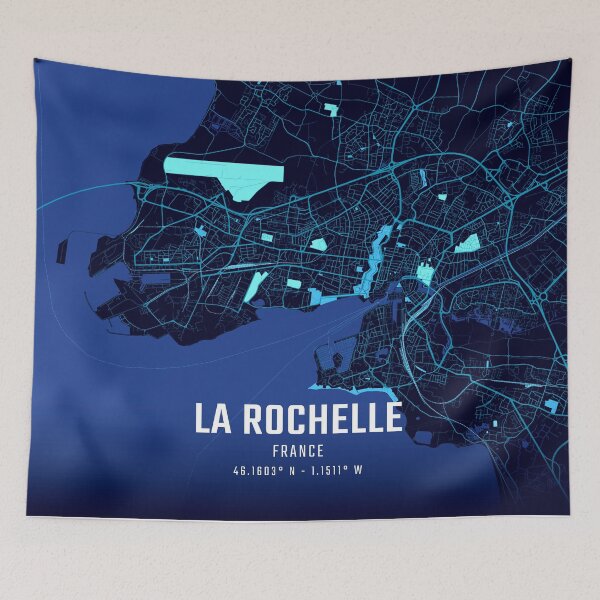 Item preview, La Rochelle City Midnight City Map designed and sold by HomeLivingCo.