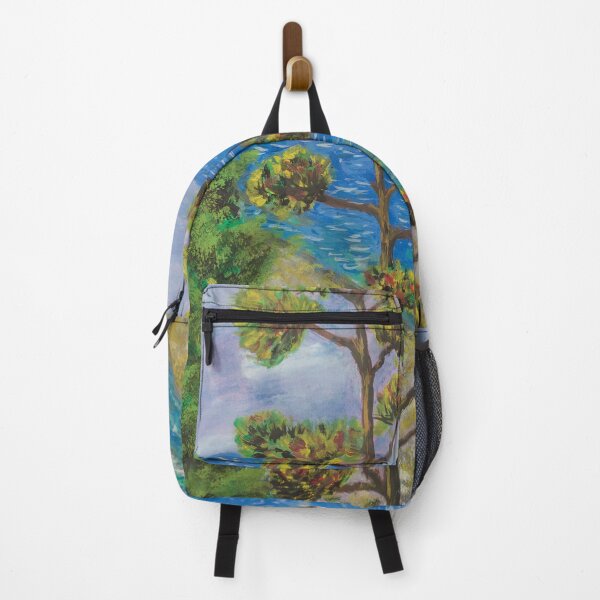 Item preview, Sea Landscape Watercolor Painting – Coastal Forest View designed and sold by pineappledizajn.