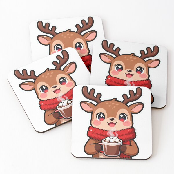 Item preview, Adorable Kawaii Reindeer Hot Cocoa Christmas Cute Animal Art designed and sold by Pandora´s Box.