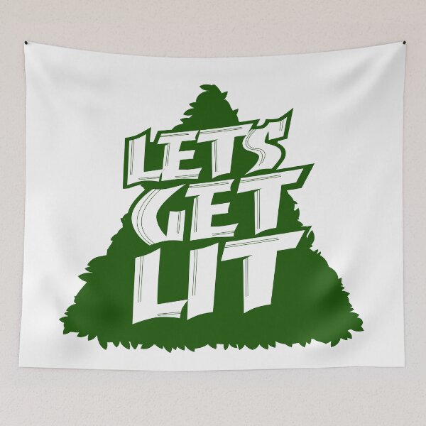 Item preview, Let's Get Lit Funny Christmas Tree Weed Pun T-Shirt designed and sold by SP Motif.