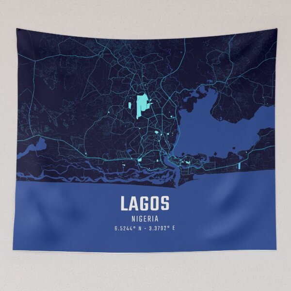 Item preview, Lagos Midnight City Map designed and sold by HomeLivingCo.