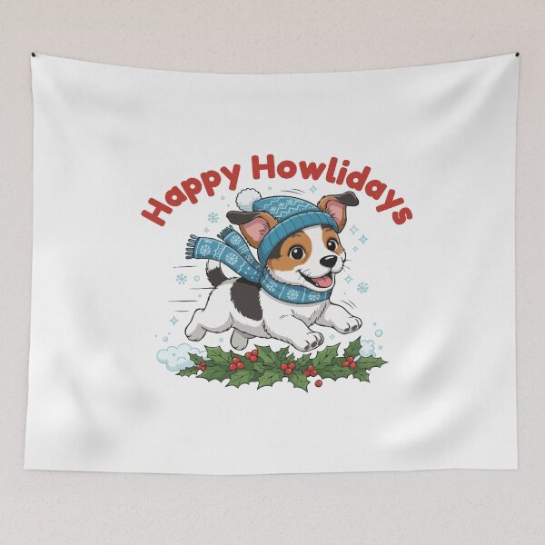 Item preview, Happy Howlidays Jackabee – Cute Christmas Dog in Winter Scarf designed and sold by The Real Life Symphony.