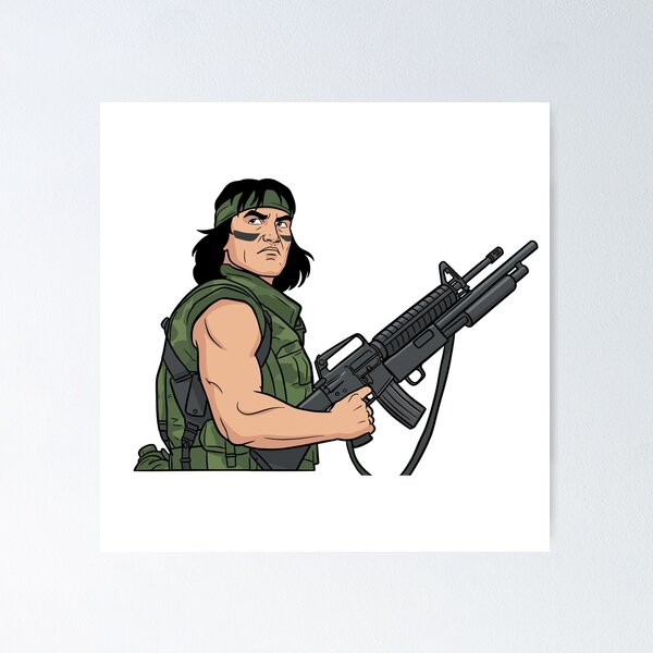 Item preview, Fearless Jungle Tracker – 80s Commando Warrior Hero designed and sold by pixel-overdose.