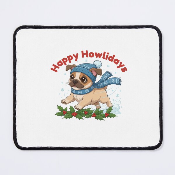 Item preview, Happy Howlidays Jug Dog – Cute Christmas Dog in Winter Scarf designed and sold by The Real Life Symphony.