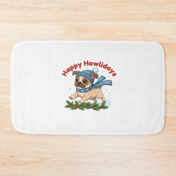 Item preview, Happy Howlidays Jug Dog – Cute Christmas Dog in Winter Scarf designed and sold by The Real Life Symphony.