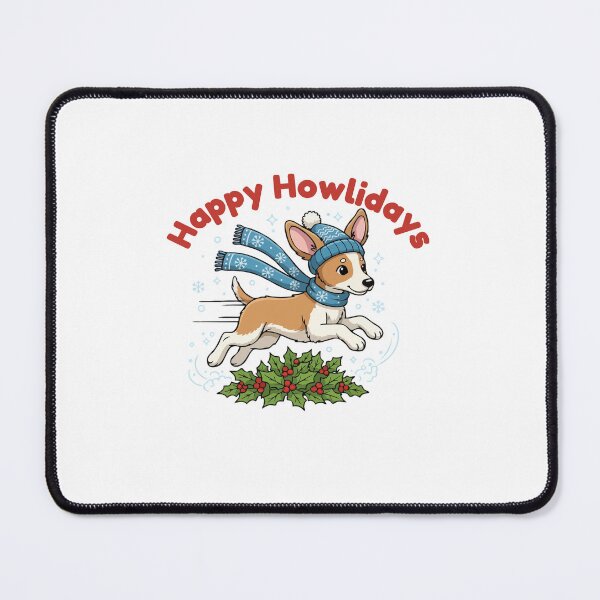 Item preview, Happy Howlidays Kangaroo dog – Cute Christmas Dog in Winter Scarf designed and sold by The Real Life Symphony.