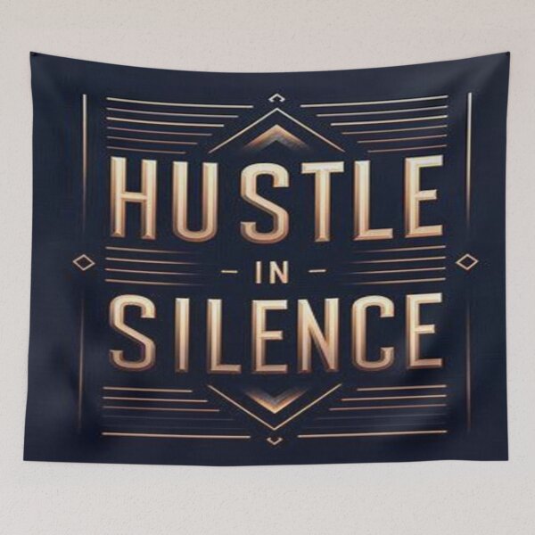 Item preview, Hustle in Silence - Luxury Motivational Wall Art | Gold Typography Poster designed and sold by EchoAesthetics.