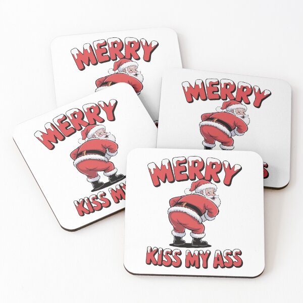 Item preview, Funny Santa “Merry Kiss My Ass” Christmas Design | Naughty Santa Claus Humor | Rude Xmas Gag Gift for Adults, Secret Santa, Holiday Party Shirt designed and sold by BrainBubbleArt.