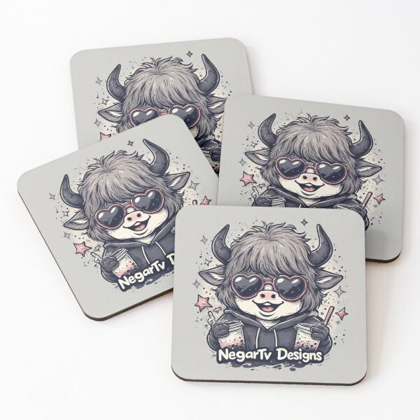 Item preview, Kawaii Yak Girl with Bubble Tea – Cute Soft Grunge Aesthetic Art by NegarTv Designs designed and sold by NegarTv Designs.