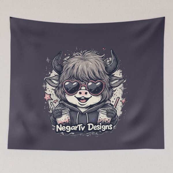 Item preview, Kawaii Yak Girl with Bubble Tea – Cute Soft Grunge Aesthetic Art by NegarTv Designs designed and sold by NegarTv Designs.