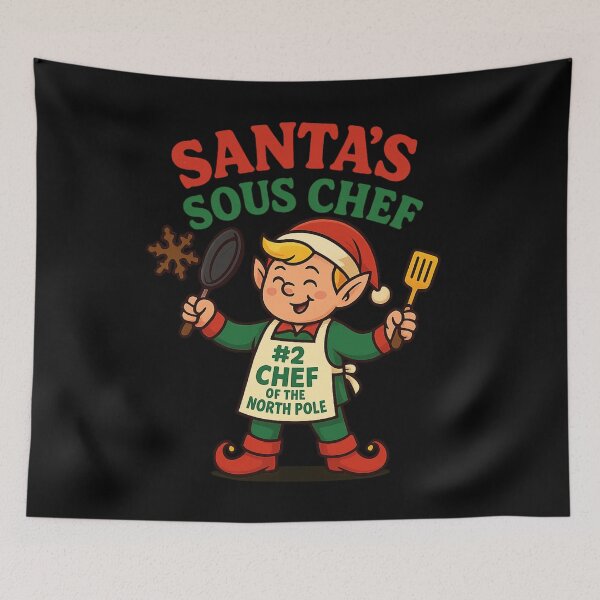 Item preview, Santa’s Sous Chef – Funny Christmas Cooking Elf Design designed and sold by AddictiveDesign.