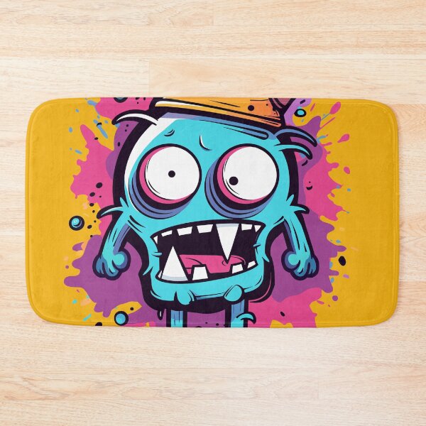 Item preview, Shocked Blue Cartoon Monster with Horned Helmet and Vibrant Paint Splashes designed and sold by Art Co..